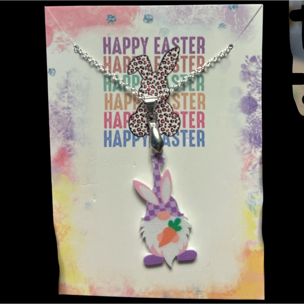 925 Sterling Silver Gnome Easter Bunny Necklace
